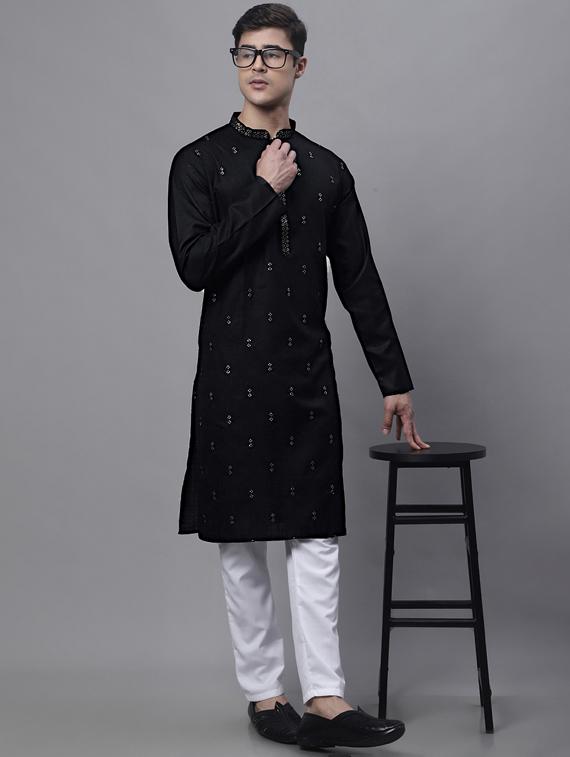 black embroidered kurta pyjama set - 19453329 - Zoom Image - 0