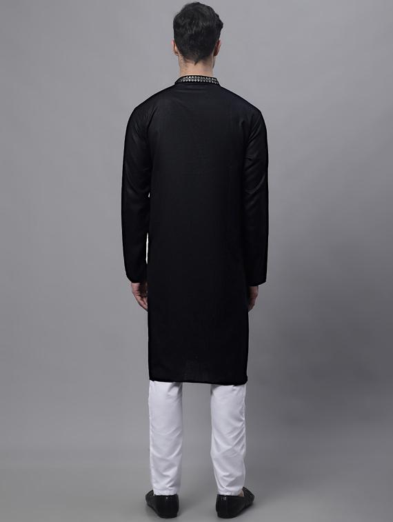 black embroidered kurta pyjama set - 19453329 - Standard Image - 3