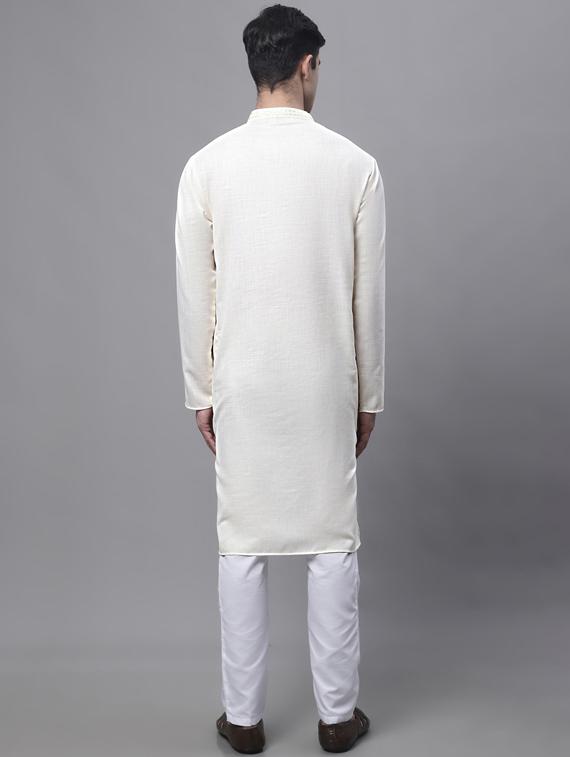 white embroidered kurta pyjama set - 19453332 - Standard Image - 3