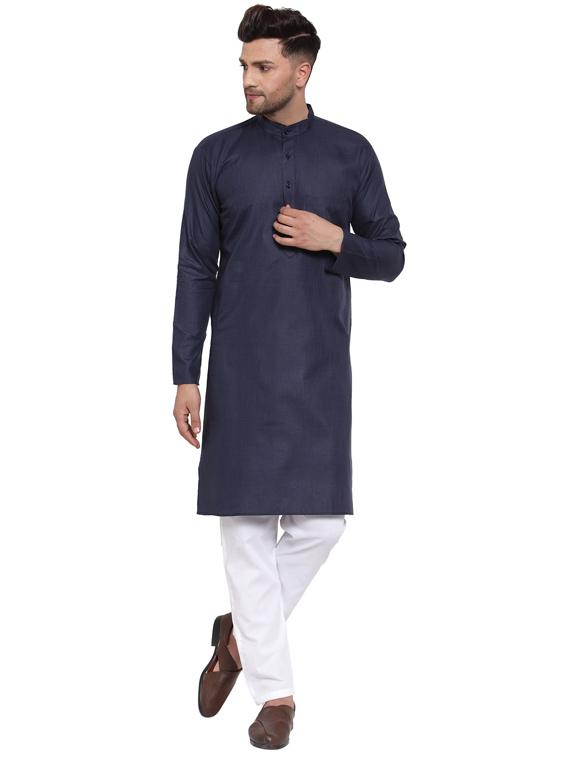 solid cotton kurta pyjama set - 19453347 - Zoom Image - 0