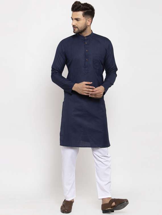 solid cotton kurta pyjama set