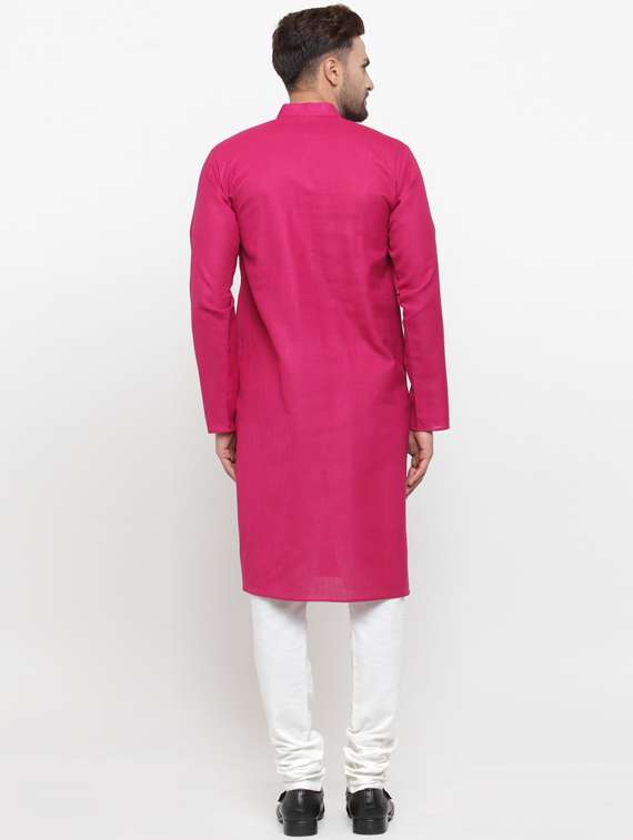 pink solid cotton kurta pyjama set - 19453369 -  Standard Image - 3