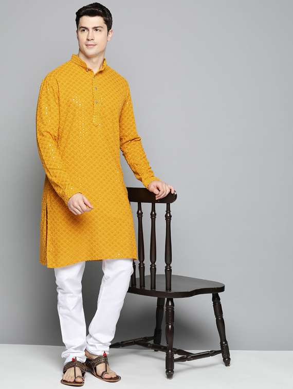 sequined embroidered kurta pyjama set - 19453390 -  Standard Image - 3