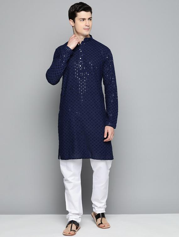 sequined embroidered kurta pyjama set