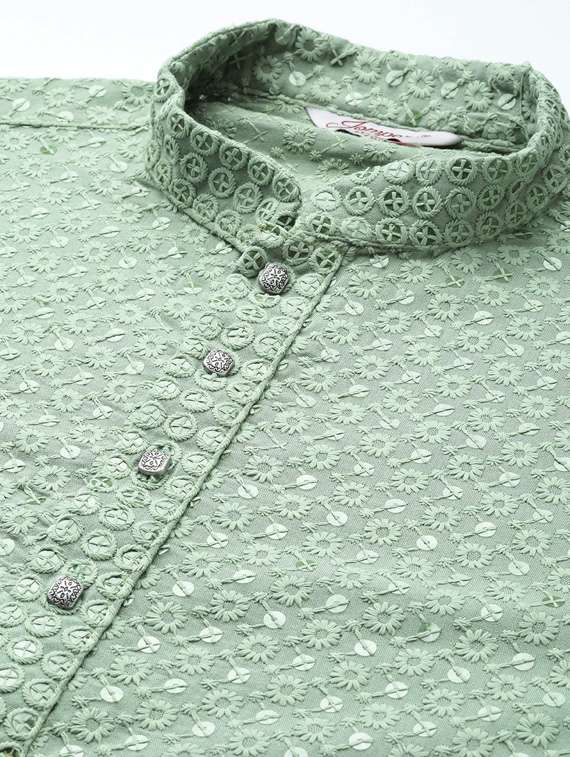 men sequined embroidered kurta pyjama set - 19453395 -  Standard Image - 5