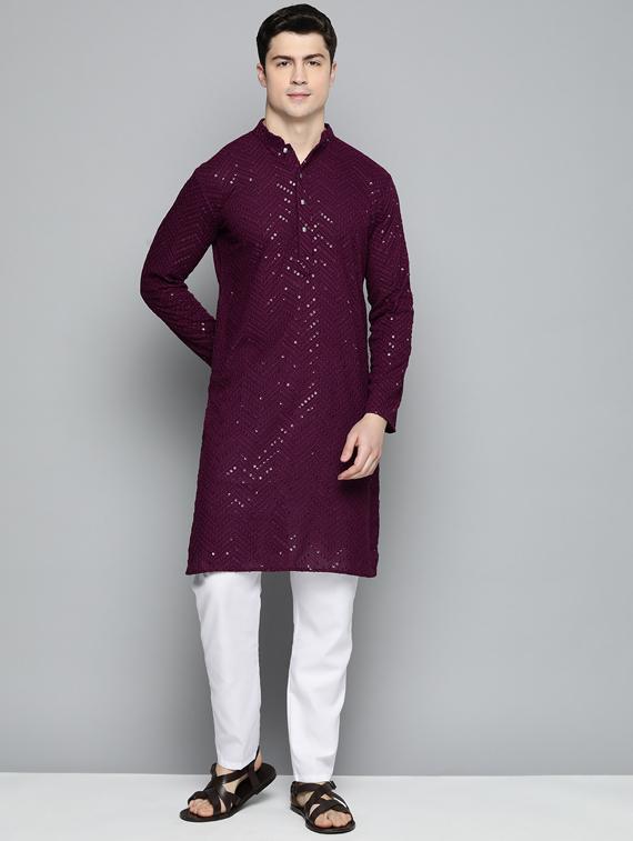 sequined embroidered kurta pyjama set - 19453402 - Zoom Image - 0