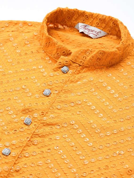 yellow embroidered long kurta - 19453411 - Standard Image - 5