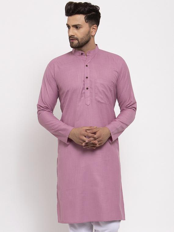 purple solid long kurta - 19453417 - Zoom Image - 0