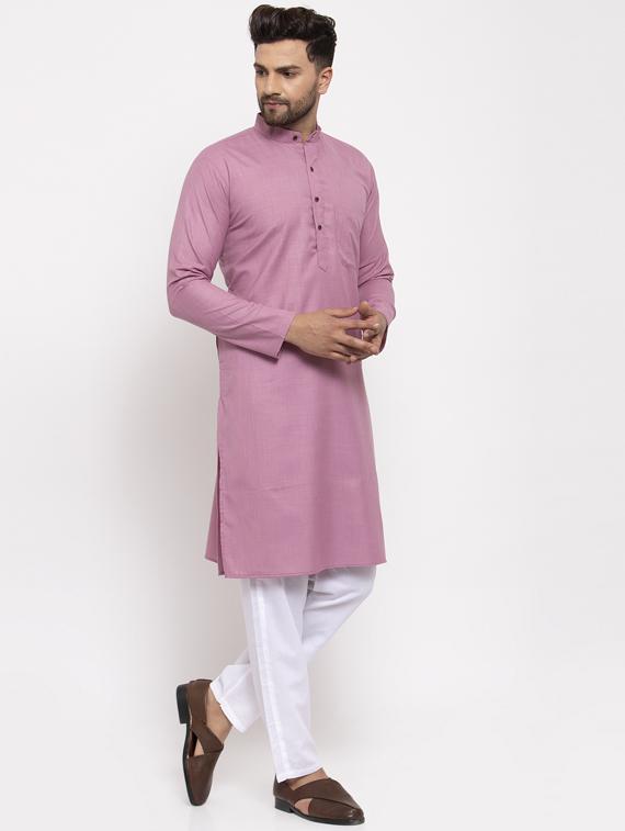 purple solid long kurta - 19453417 - Standard Image - 3