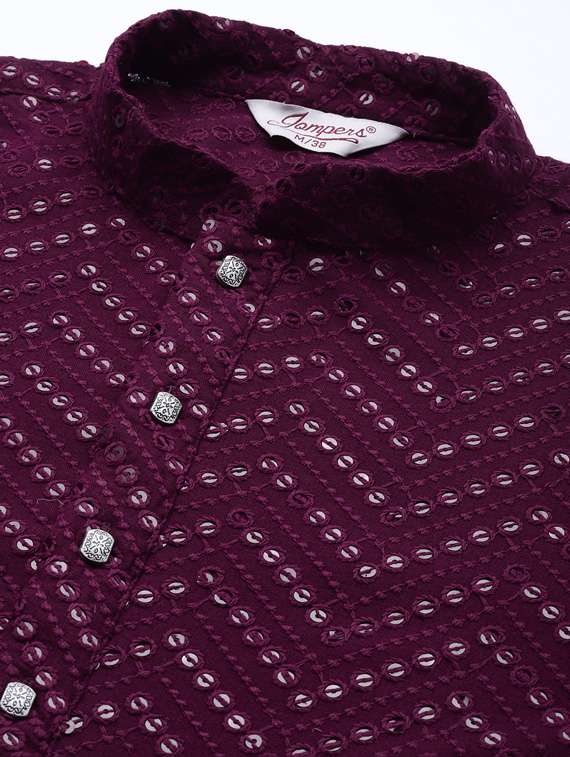 purple embroidered long kurta - 19453419 -  Standard Image - 5