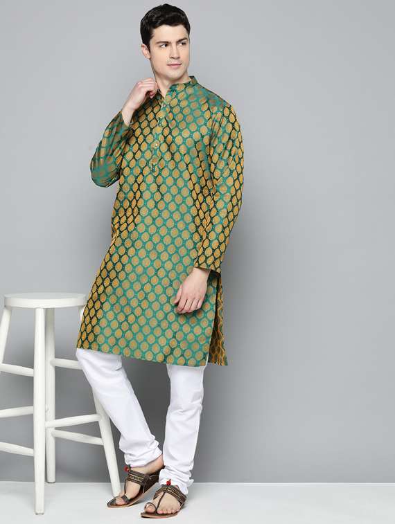 green self design long kurta - 19453426 - Standard Image - 3