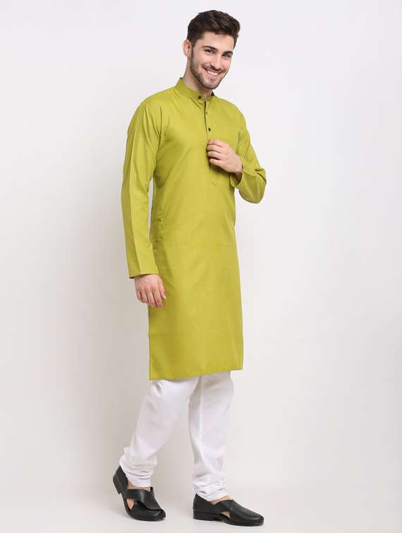 green solid long kurta - 19453427 -  Standard Image - 3