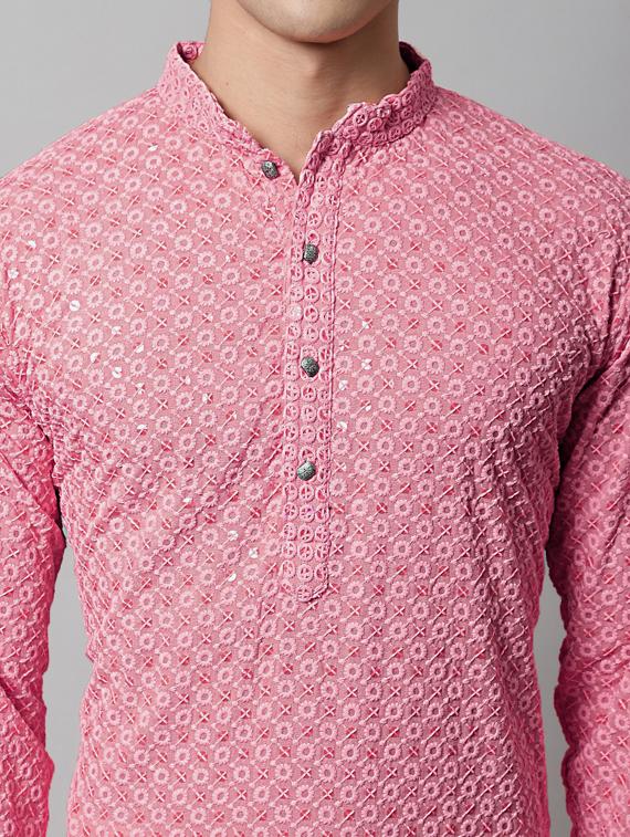 pink embroidered long kurta - 19453428 - Standard Image - 5