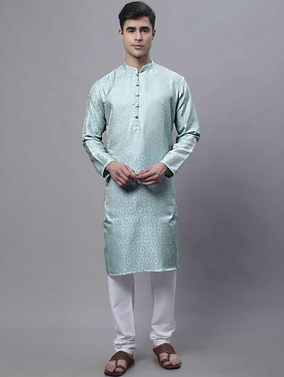 light blue self design long kurta - 19453435 -  Standard Image - 3