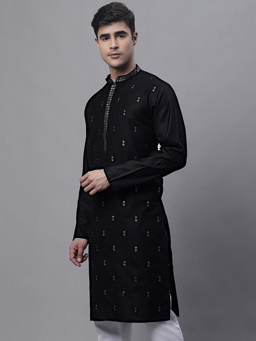 black embroidered long kurta - 19453437 -  Standard Image - 0