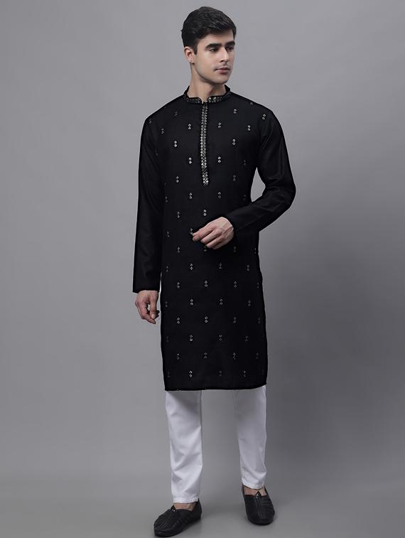 black embroidered long kurta - 19453437 - Standard Image - 3