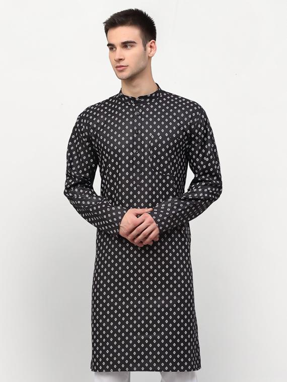black printed long kurta - 19453440 - Zoom Image - 0