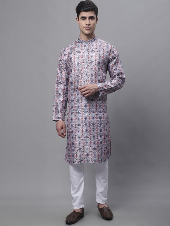 men printed long kurta - 19453445 - Standard Image - 3