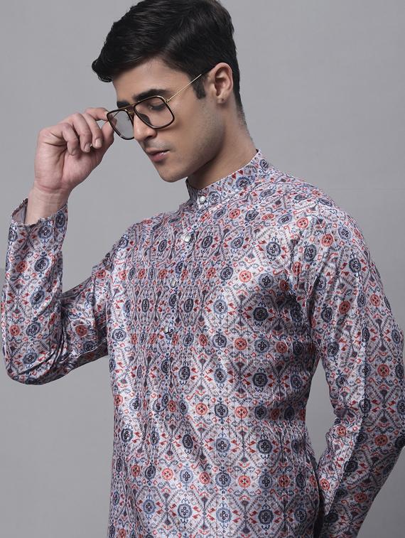 men printed long kurta - 19453445 - Standard Image - 5