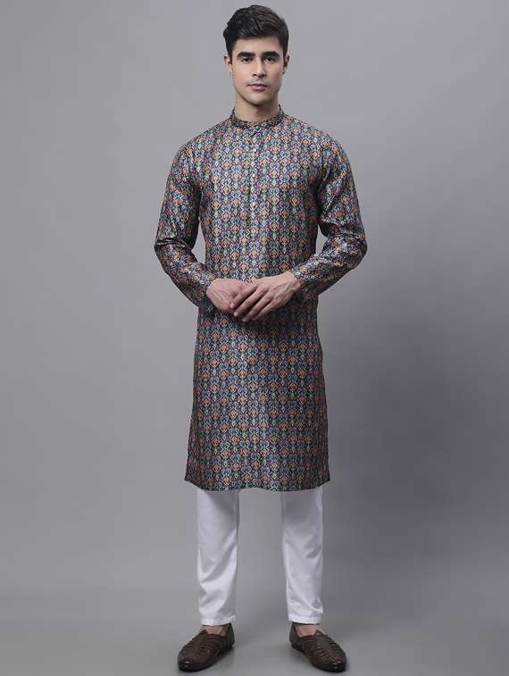 navy blue printed long kurta - 19453450 -  Standard Image - 3
