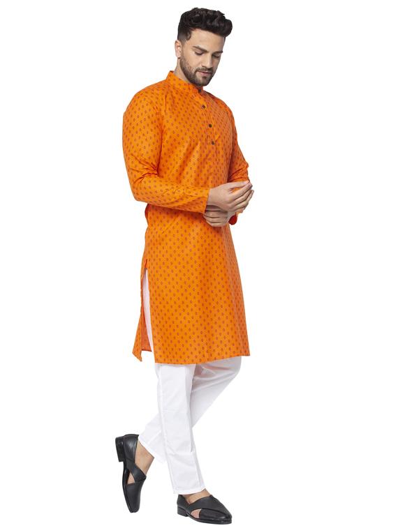 orange printed long kurta - 19453451 - Standard Image - 3