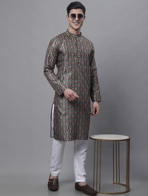 green printed long kurta - 19453452 - Standard Image - 3