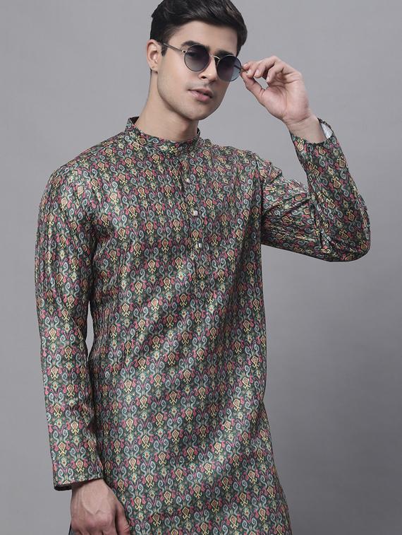 green printed long kurta - 19453452 - Standard Image - 5