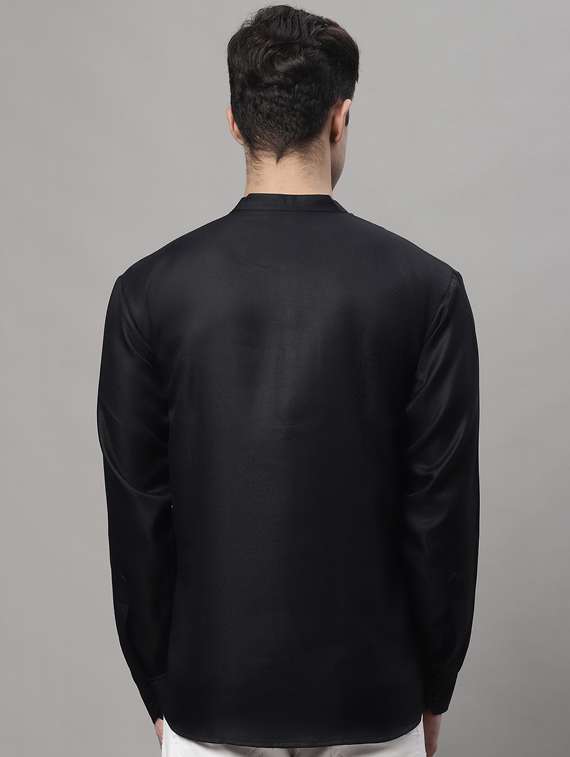 black solid short kurta - 19453457 -  Standard Image - 3