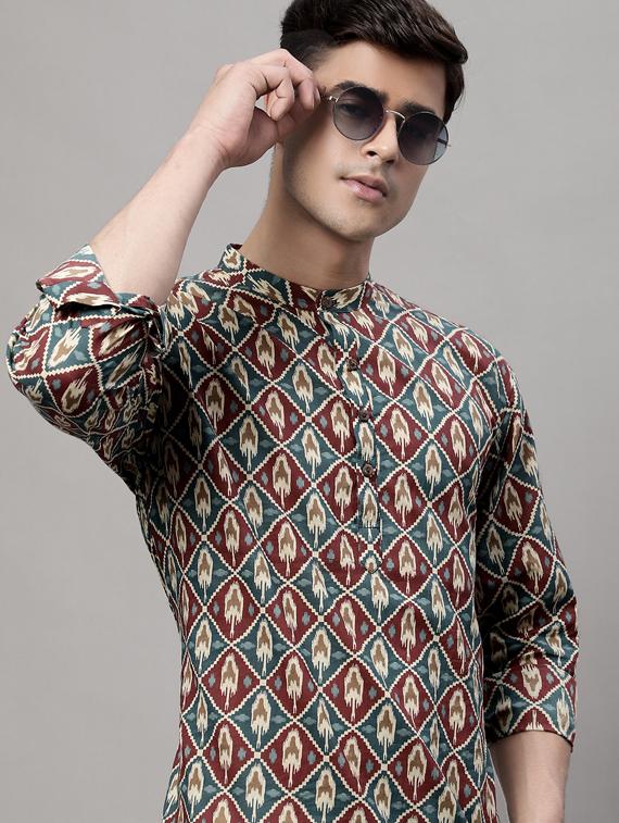 ikat printed short kurta - 19453459 - Standard Image - 5