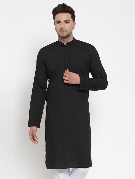 black solid long kurta - 19453465 - Zoom Image - 0