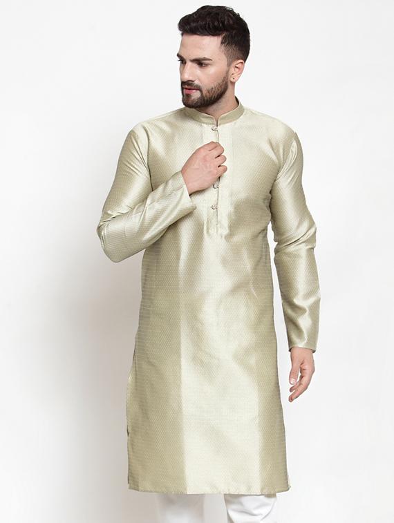 beige self design long kurta - 19453478 - Zoom Image - 0
