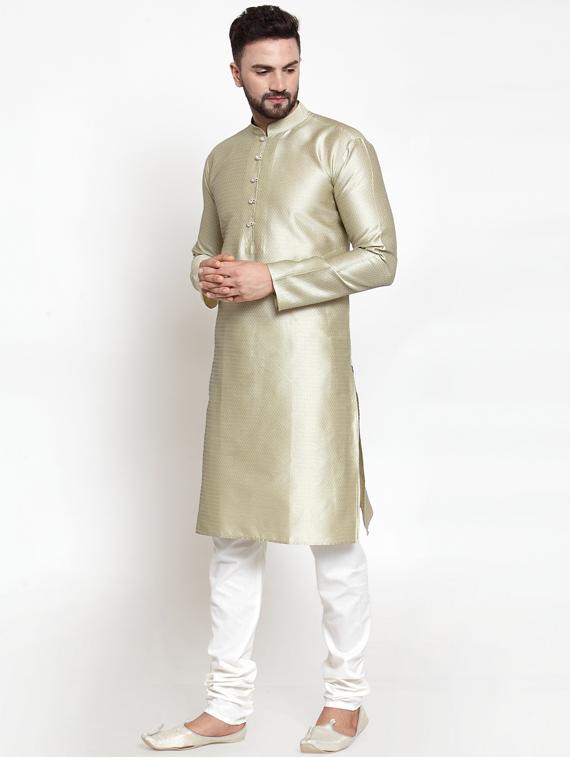 beige self design long kurta - 19453478 - Standard Image - 3