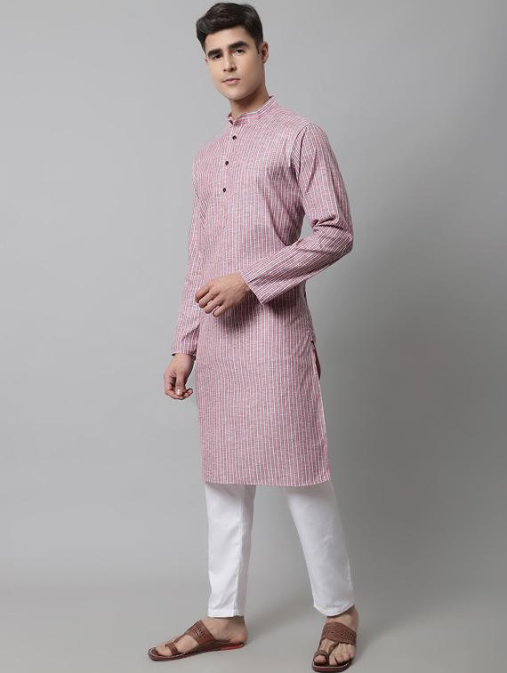 pink striped long kurta - 19453480 - Standard Image - 3