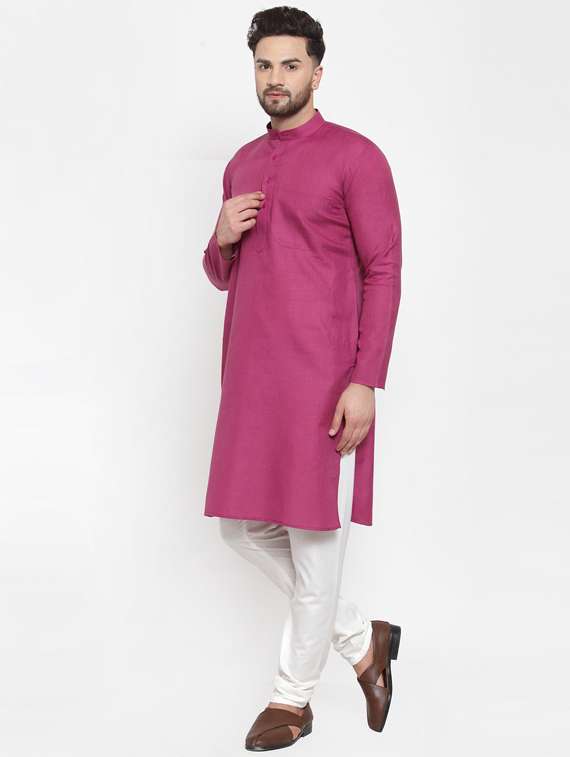 pink solid long kurta - 19453497 -  Standard Image - 3