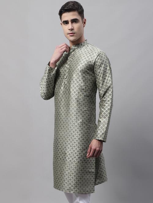 green printed long kurta - 19453505 - Standard Image - 0