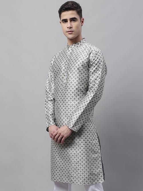 grey printed long kurta - 19453508 -  Standard Image - 0