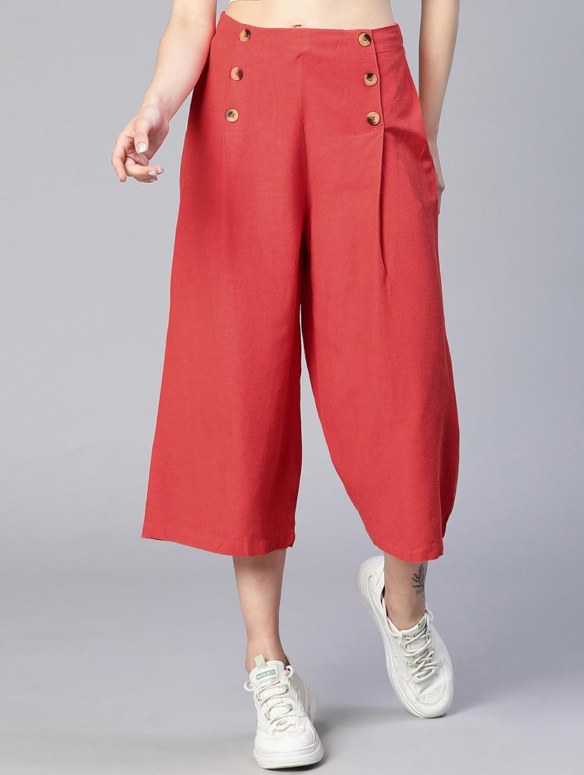 solid red flat front trouser - 19453908 - Zoom Image - 0