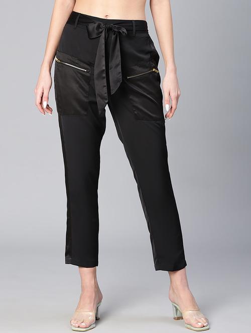 solid black flat front trouser - 19453911 -  Standard Image - 0