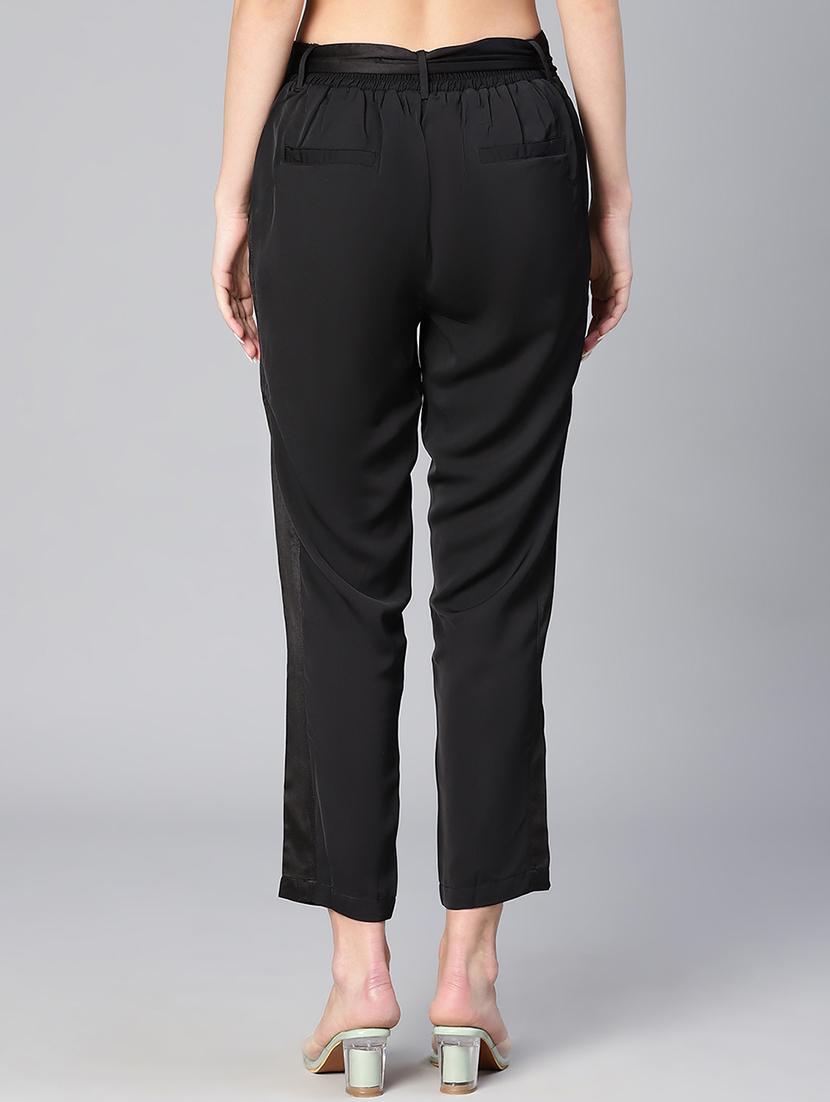 solid black flat front trouser - 19453911 - Standard Image - 3