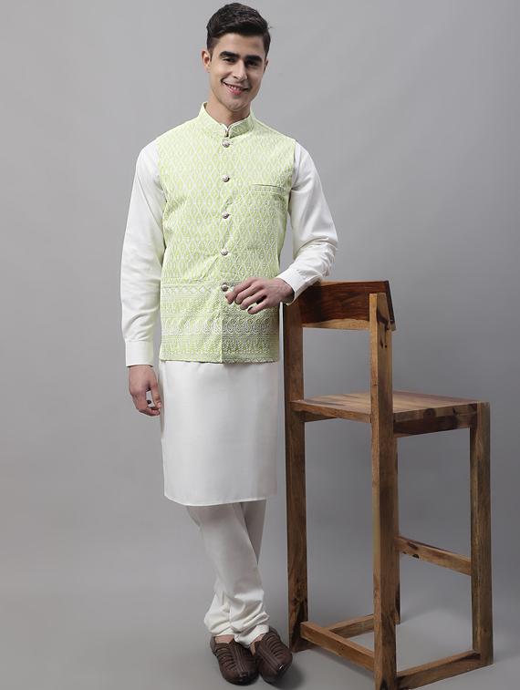 green self design nehru jacket - 19454020 - Standard Image - 3