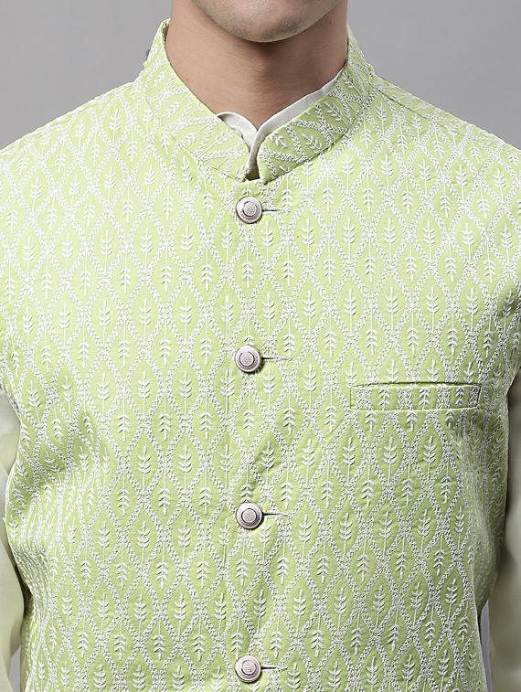 green self design nehru jacket - 19454020 - Standard Image - 5