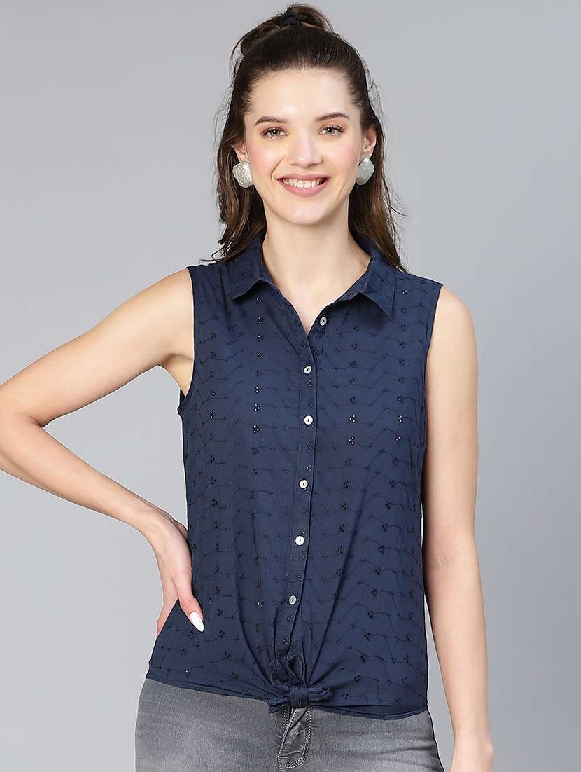 blue solid shirt - 19454573 - Zoom Image - 0