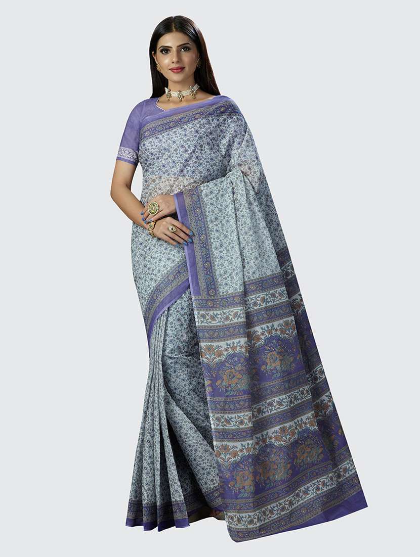 self design florals printed saree with blouse - 19462002 - Zoom Image - 0
