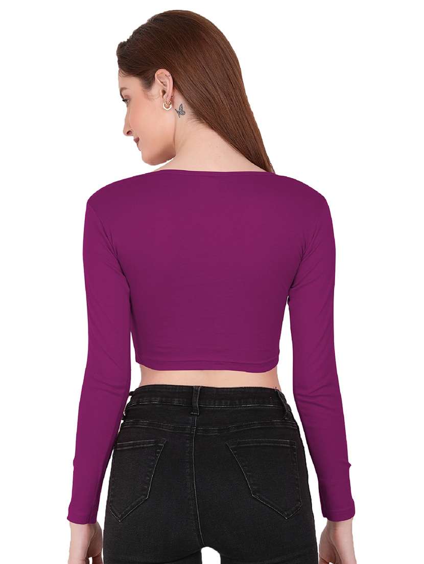 women's crop round neck top - 19466537 -  Standard Image - 3