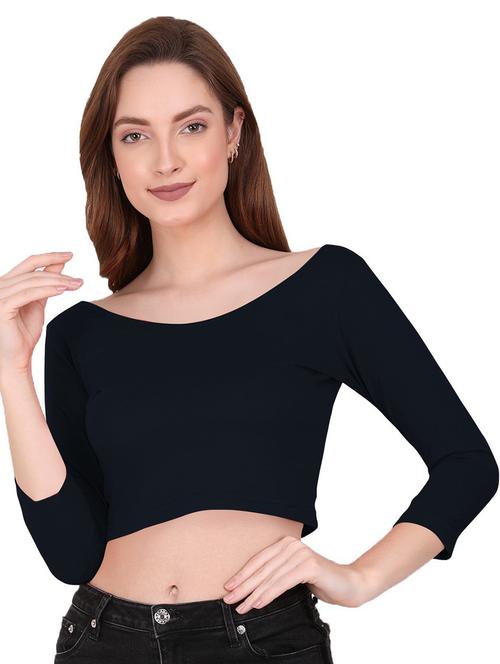 women's crop round neck top - 19466619 - Standard Image - 0