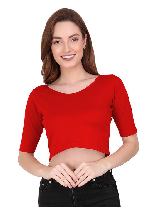 women's crop round neck top - 19466631 - Standard Image - 0