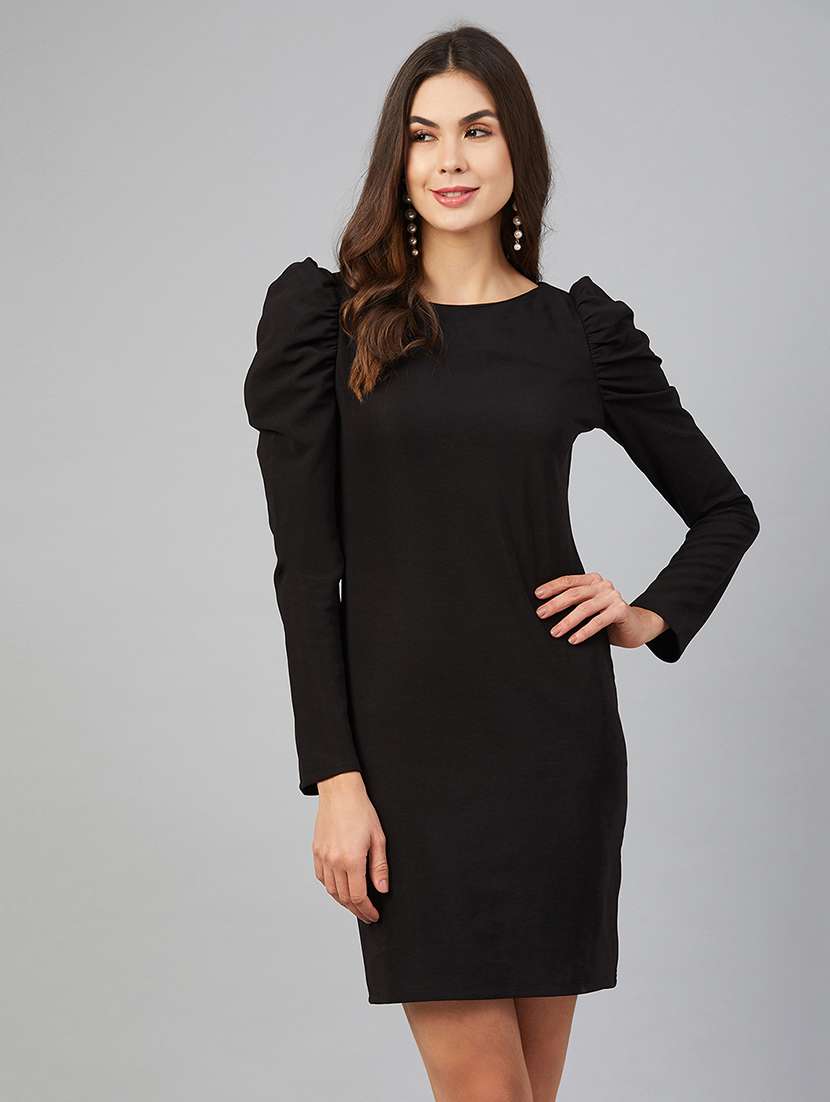 women solid sheath dress