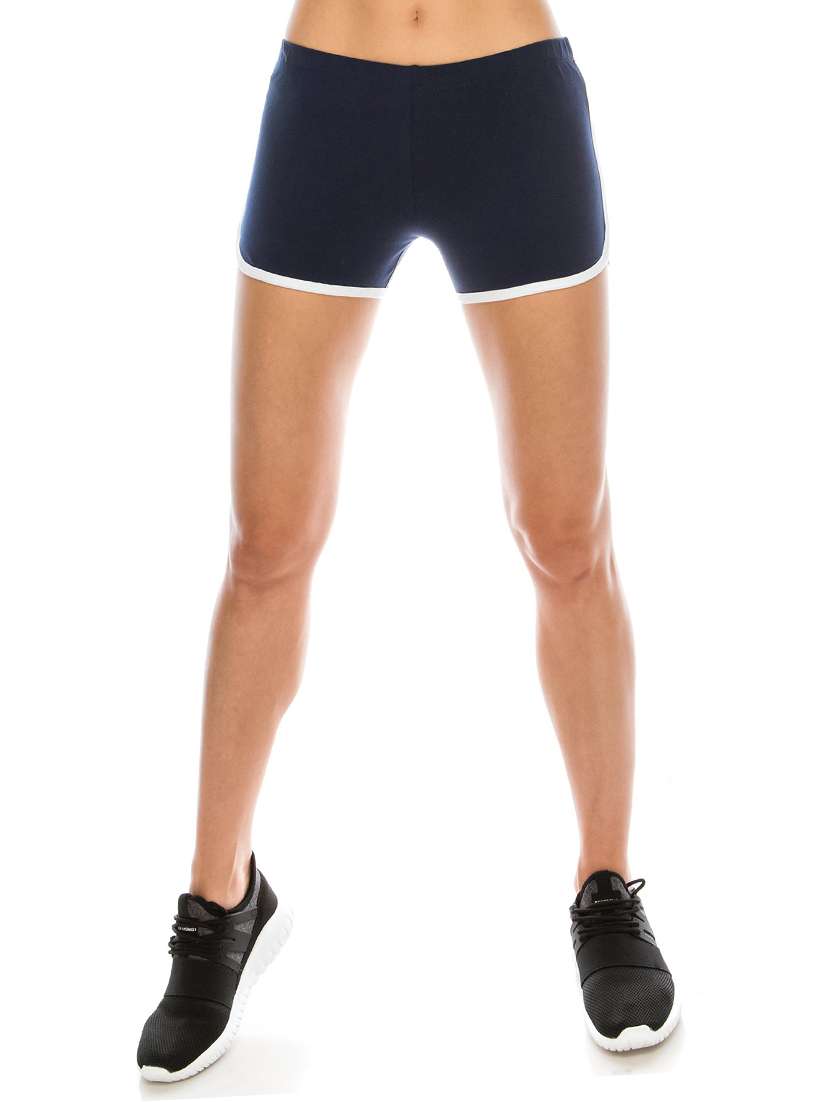 dark blue cotton blend sports short - 19467151 - Zoom Image - 0