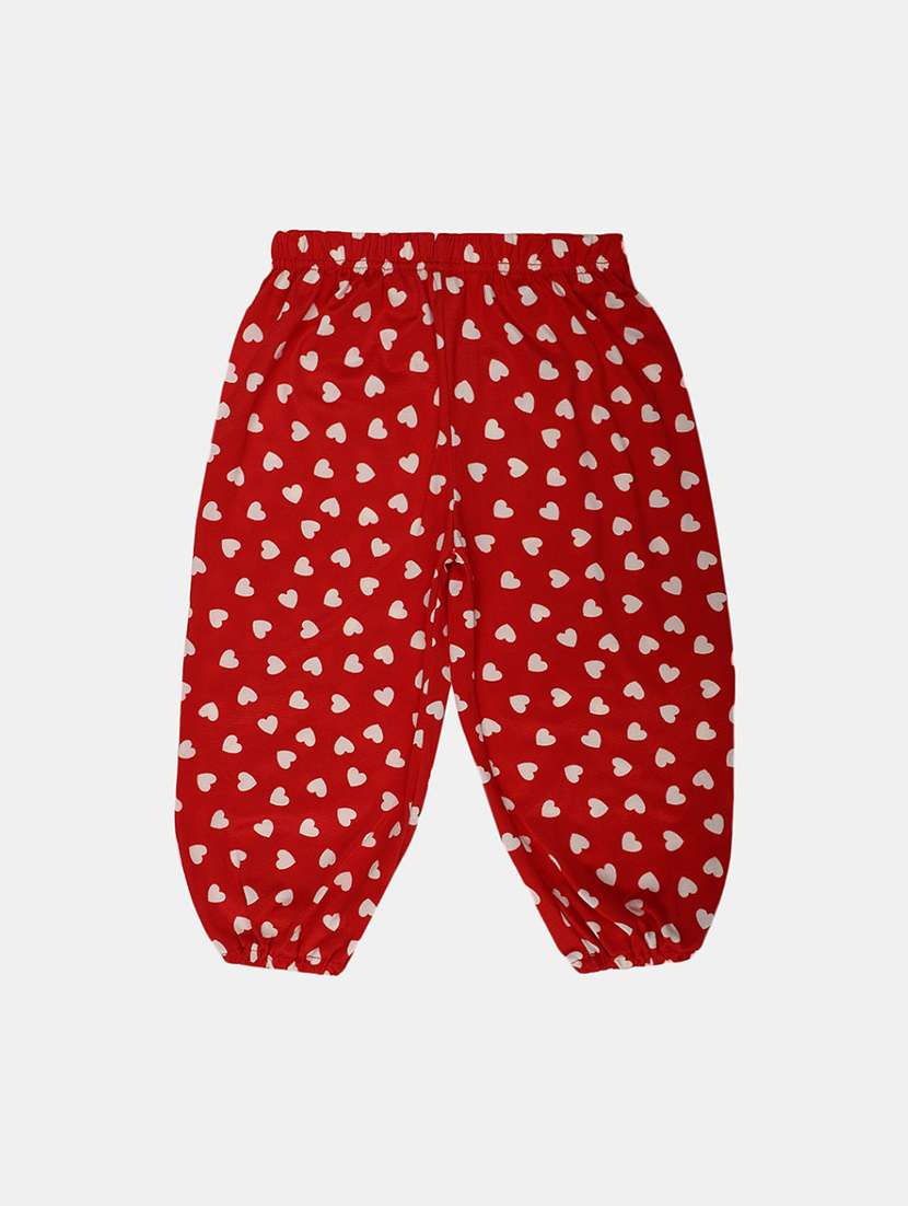 red printed cotton jogger