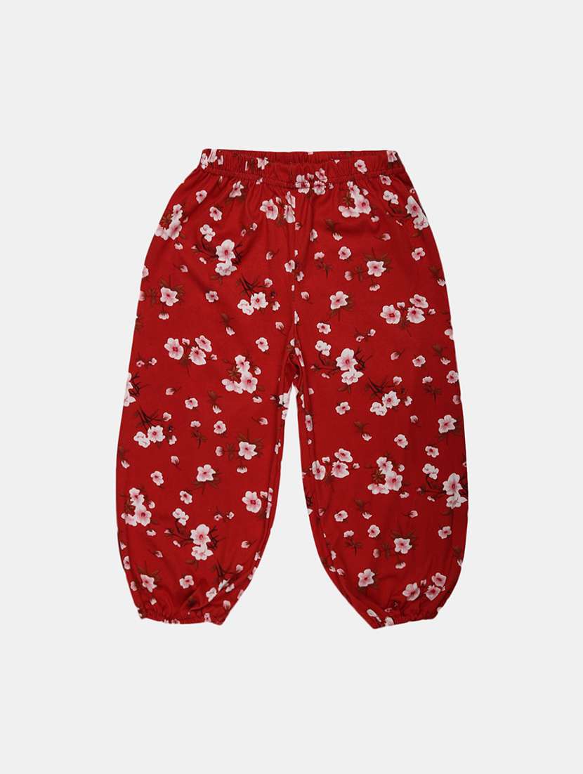 red printed cotton jogger
